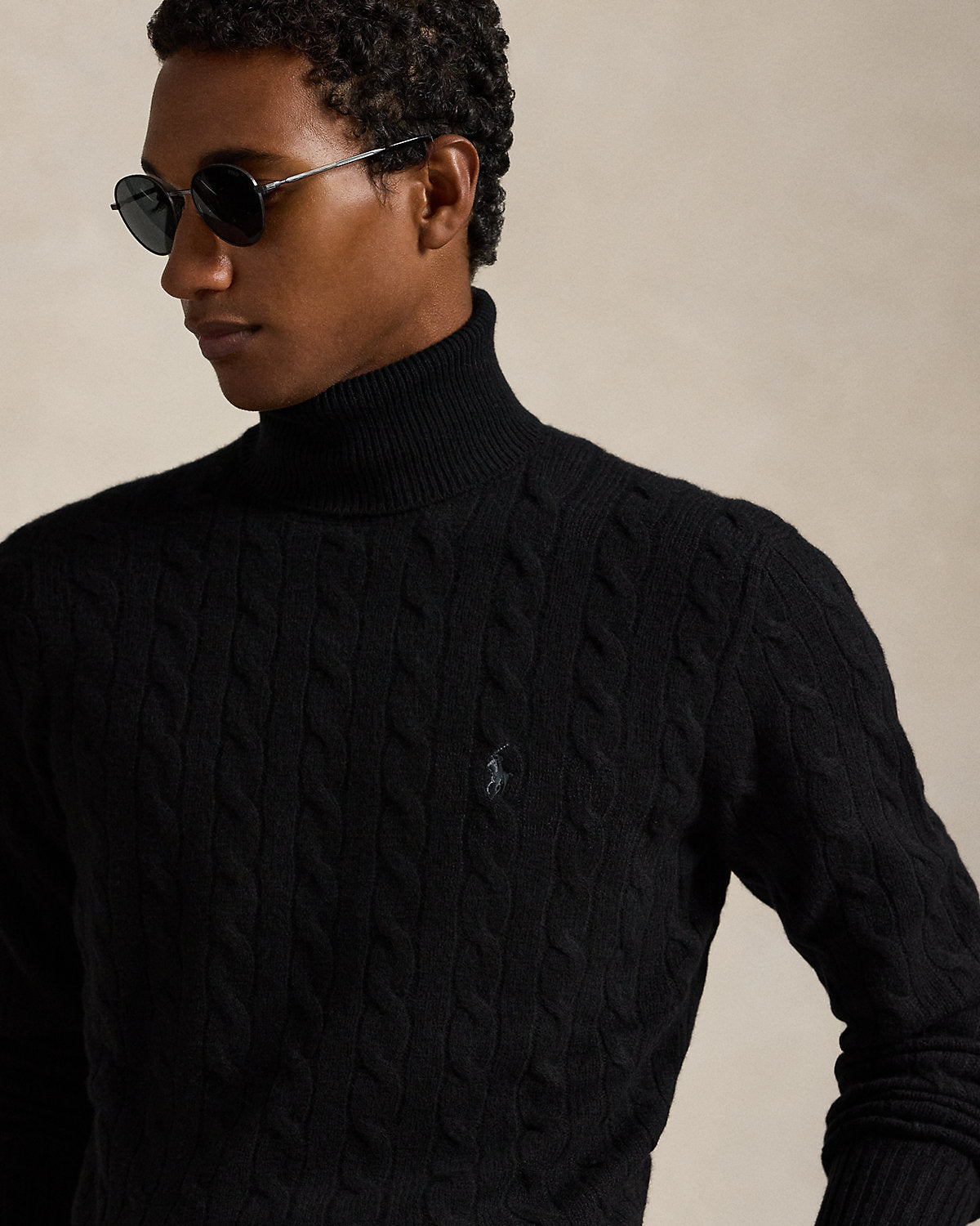Cable Wool-Cashmere Turtleneck Sweater