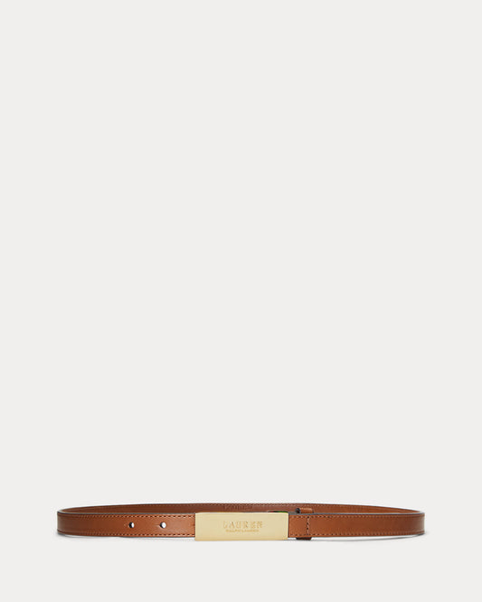 Logo Leather Skinny Belt