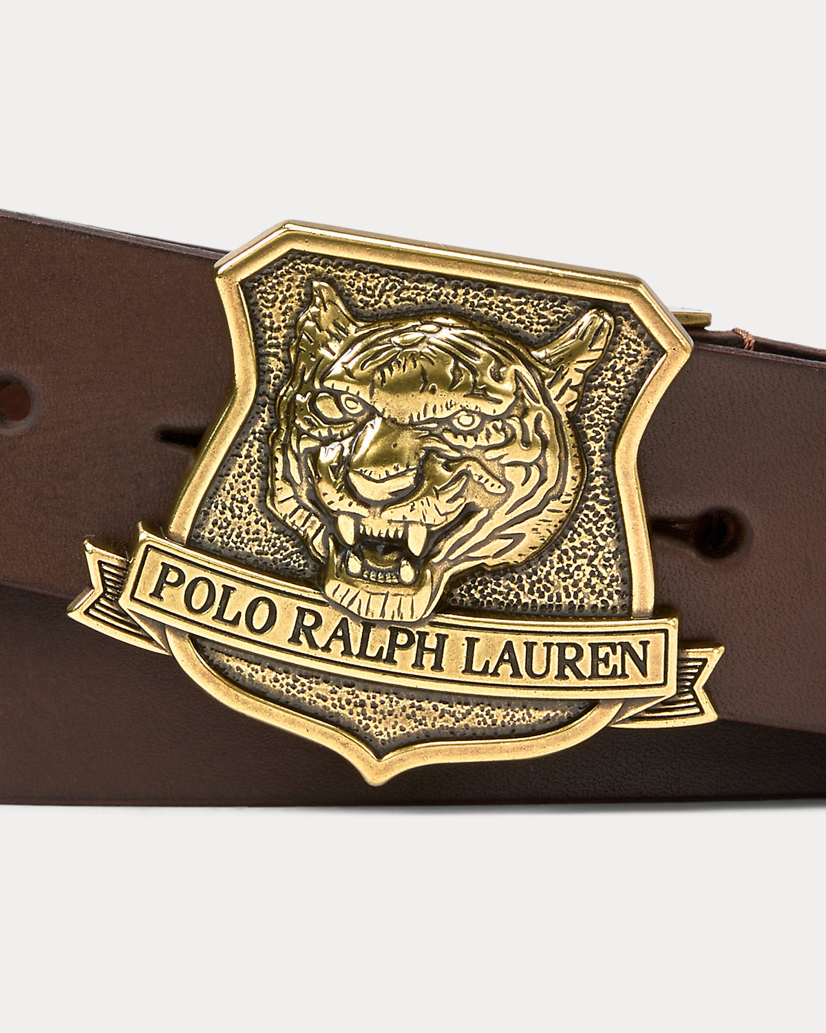 Tiger-Buckle Leather Belt