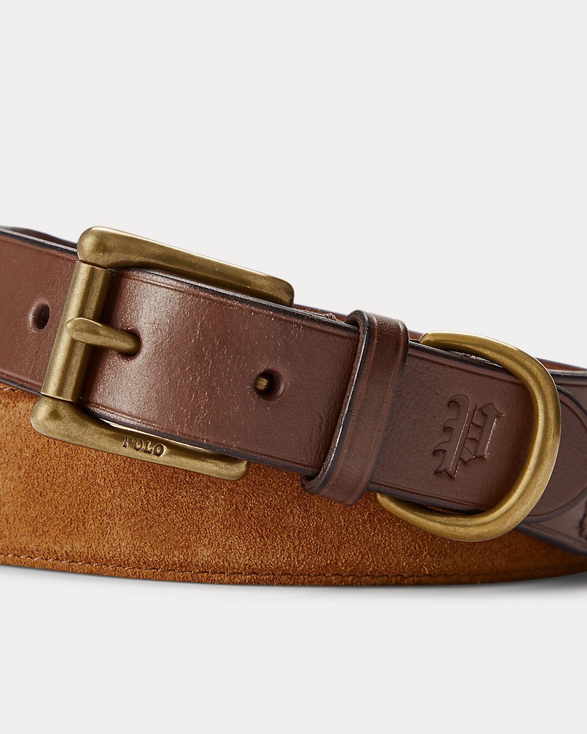 Leather-Trim Suede Belt