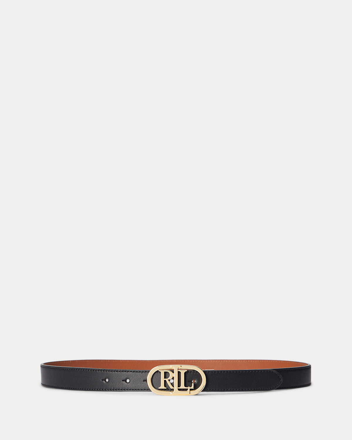 Oval-Logo Reversible Leather Skinny Belt