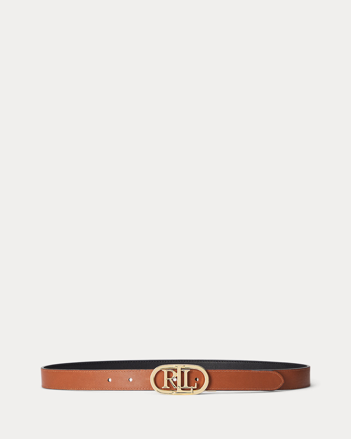 Oval-Logo Reversible Leather Skinny Belt