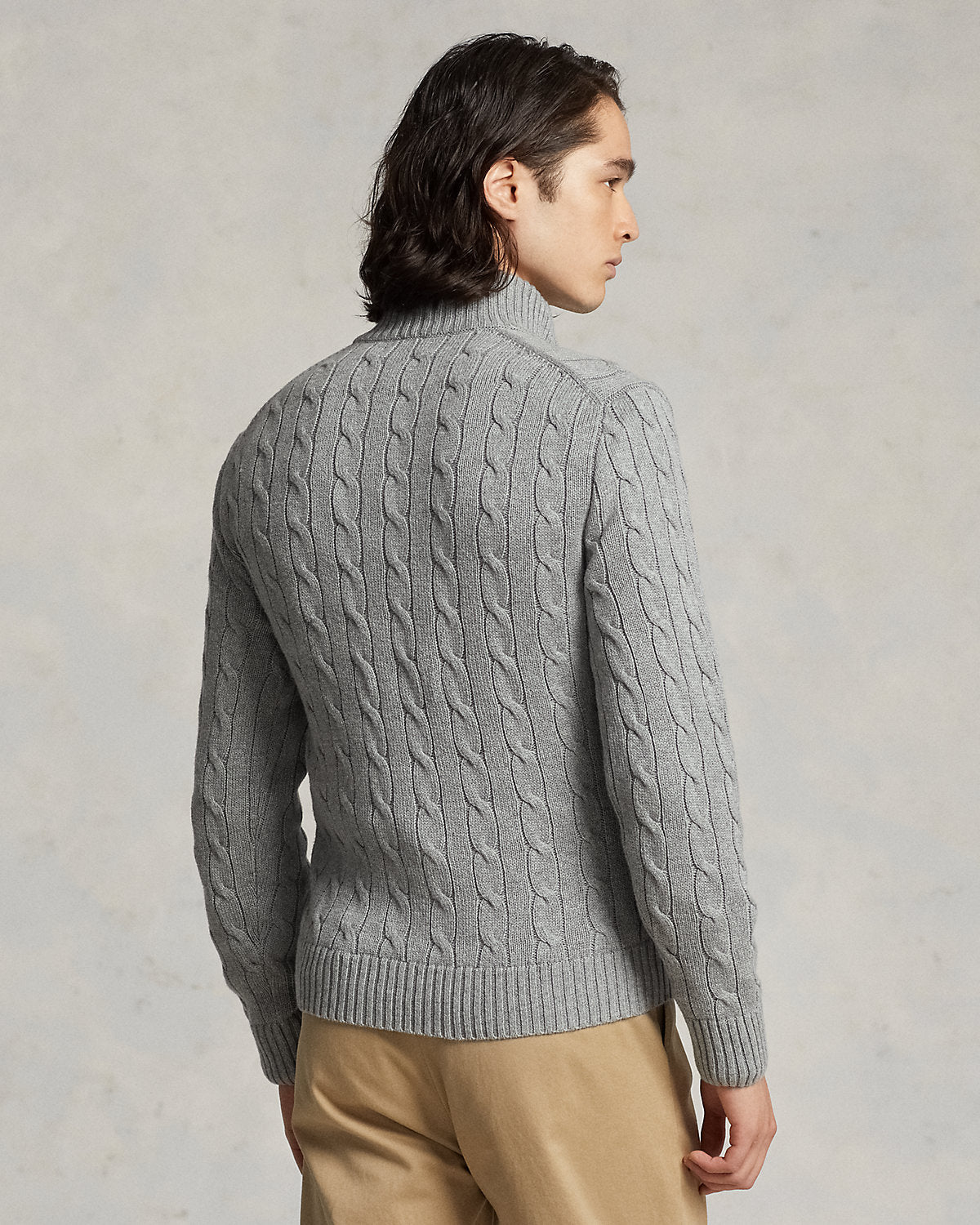 Cable-Knit Cotton Full-Zip Sweater