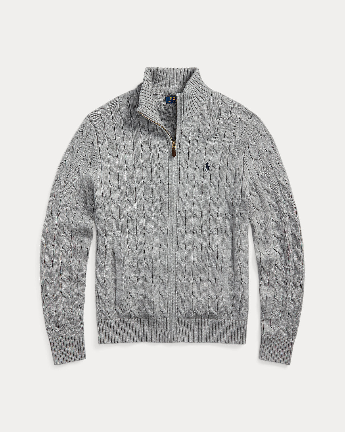 Cable-Knit Cotton Full-Zip Sweater