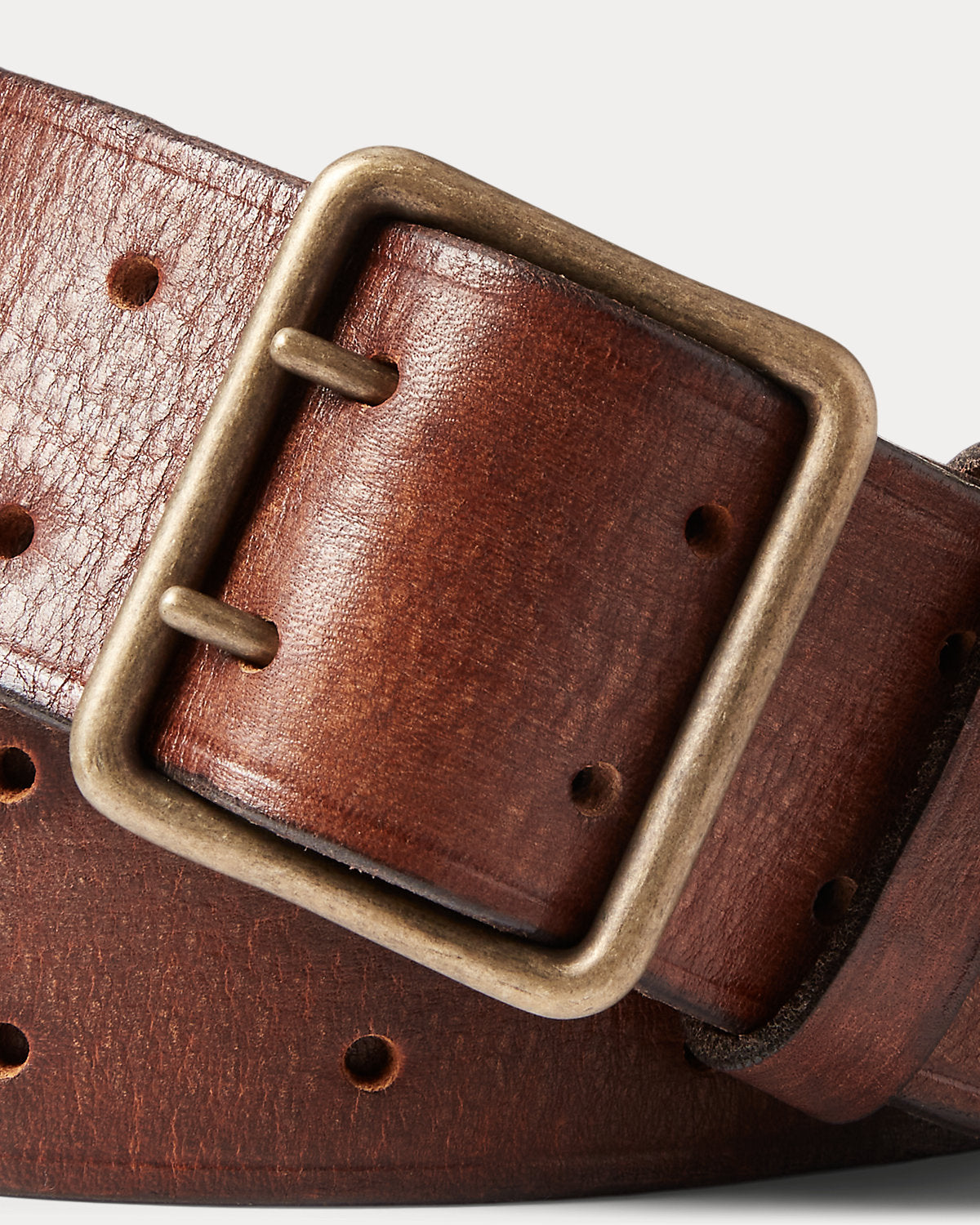 Hand-Burnished Leather Double-Prong Belt