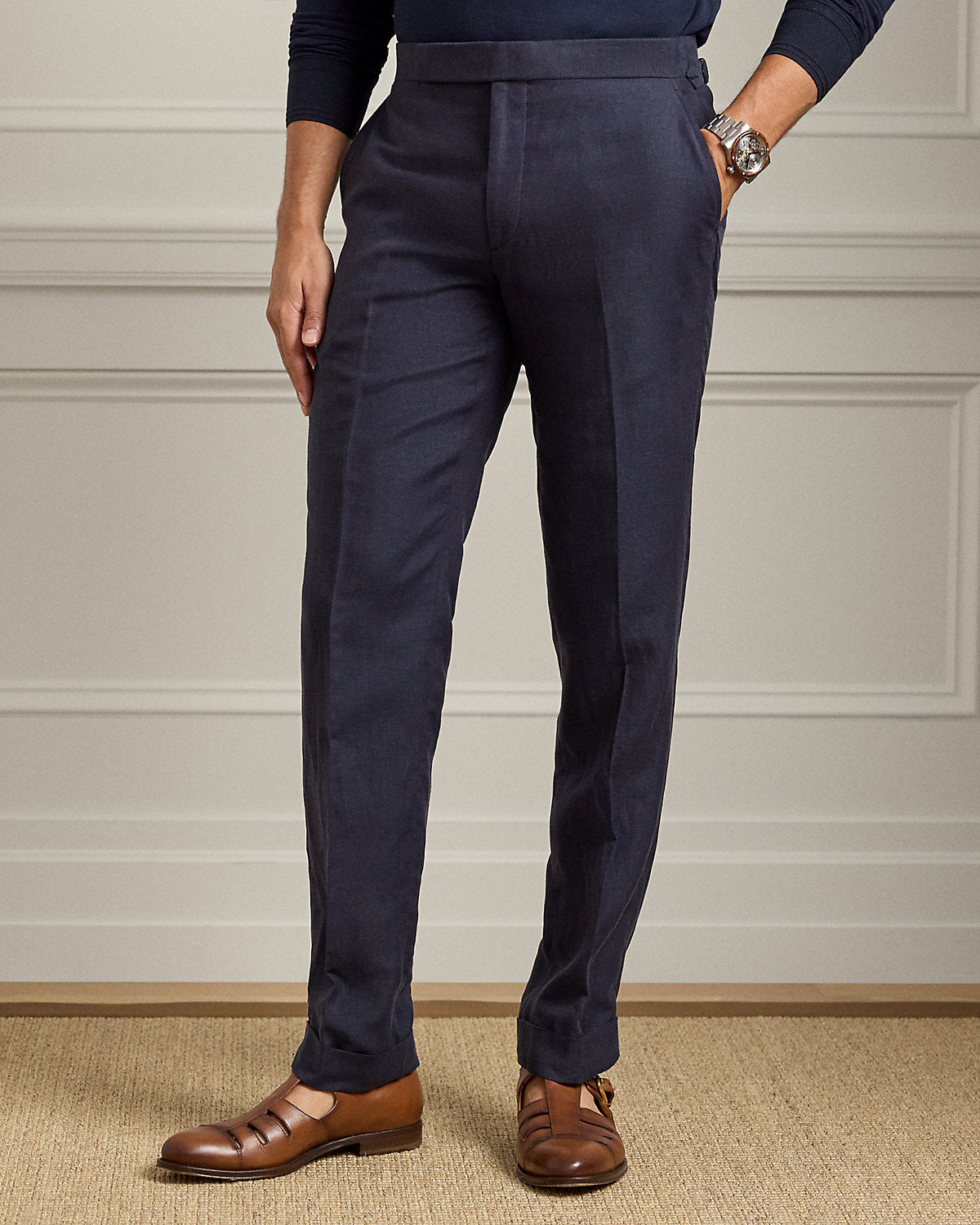 Gregory Hand-Tailored Silk-Linen Trouser