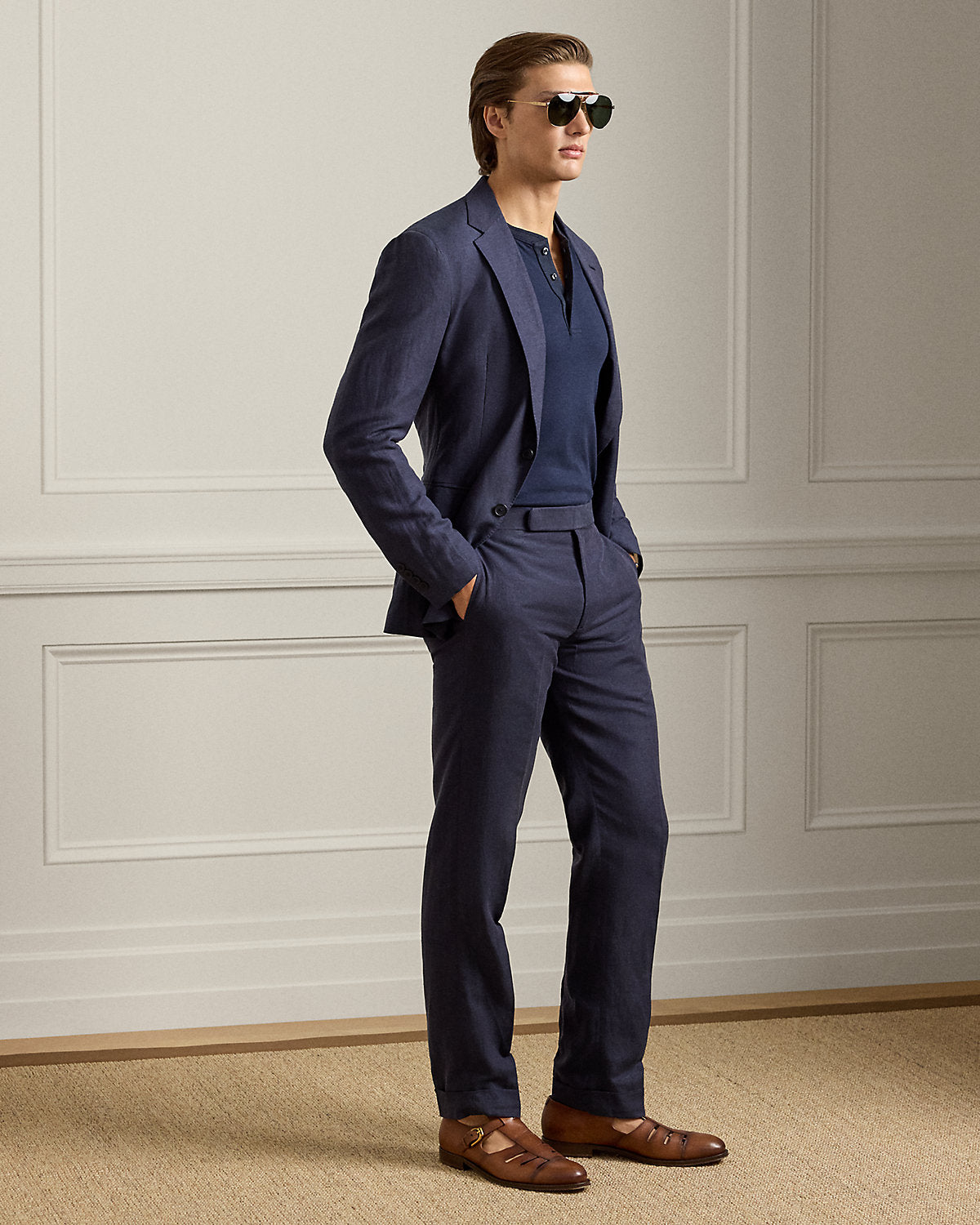Gregory Hand-Tailored Silk-Linen Trouser