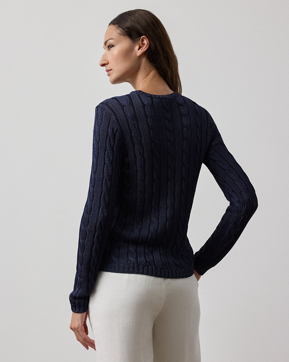 Cable-Knit Silk Crewneck Sweater