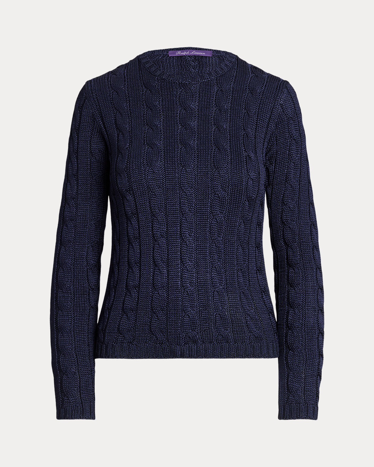 Cable-Knit Silk Crewneck Sweater