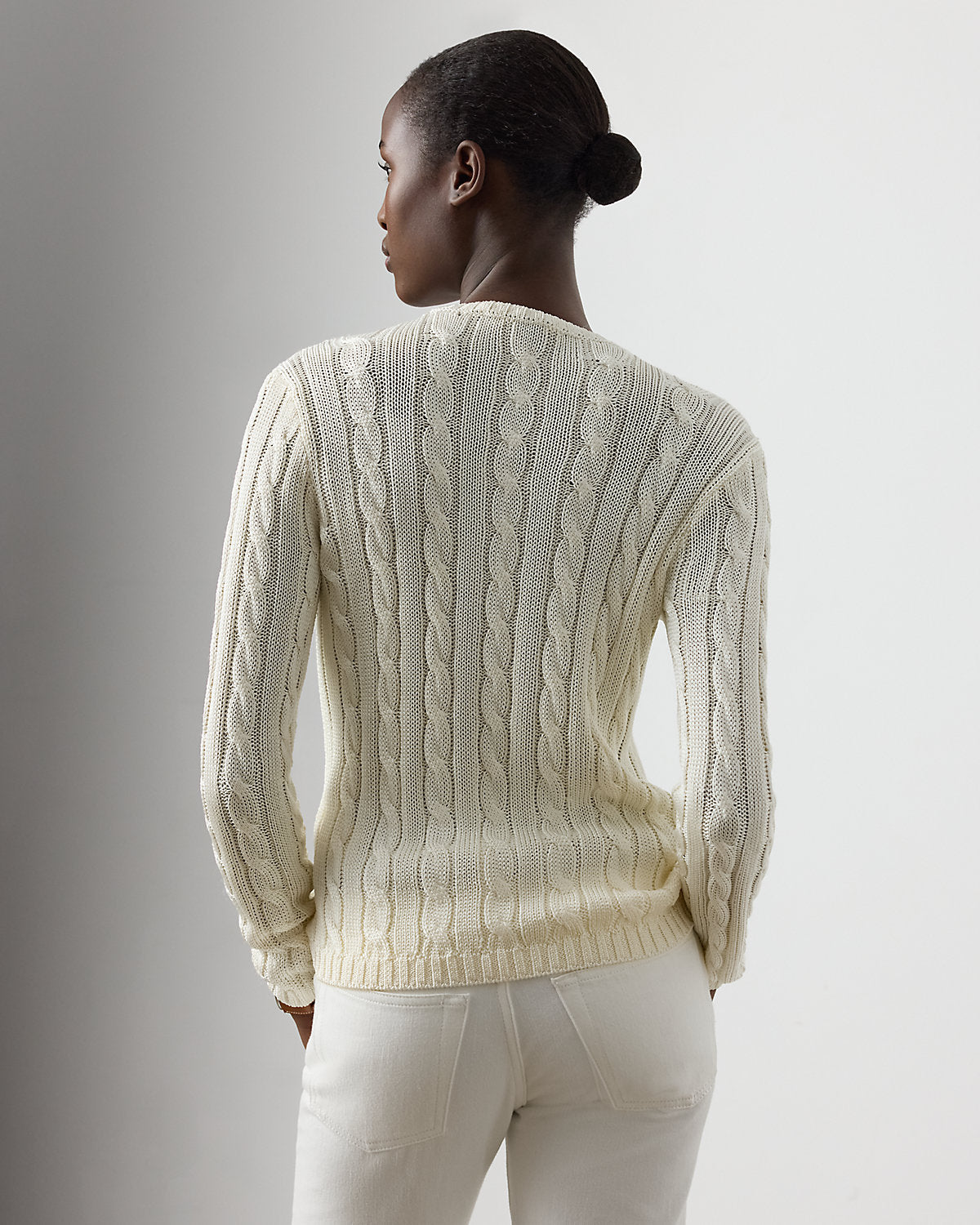 Cable-Knit Silk Crewneck Sweater