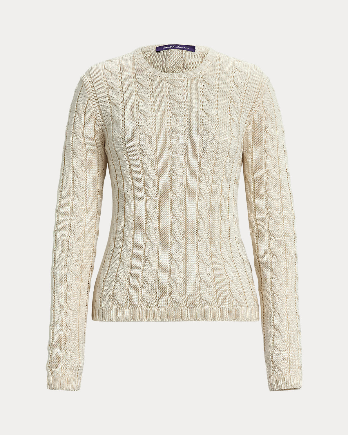 Cable-Knit Silk Crewneck Sweater