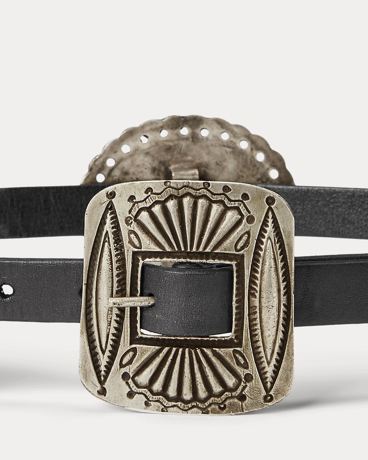 Metal-Accent Leather Belt