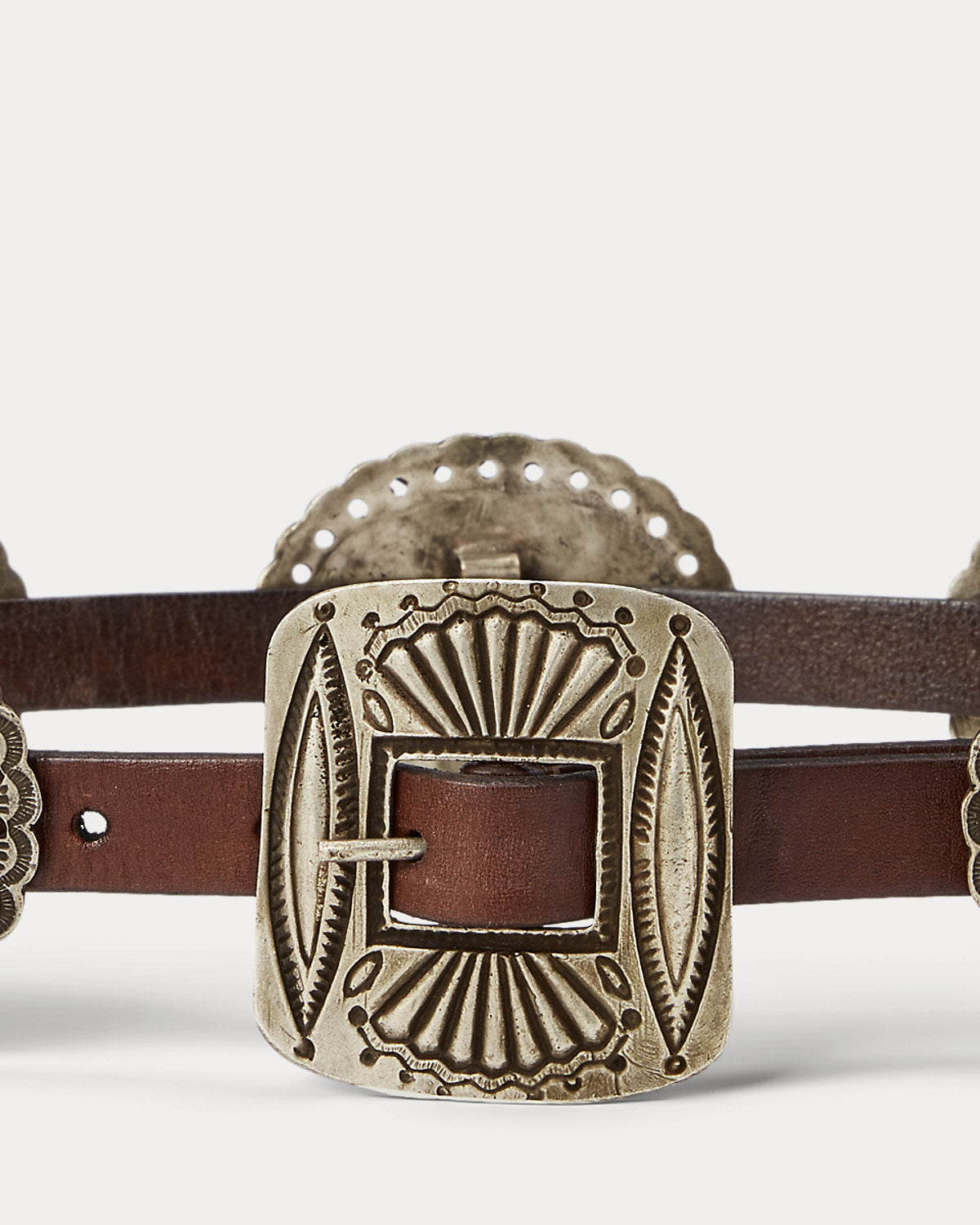 Metal-Accent Leather Belt