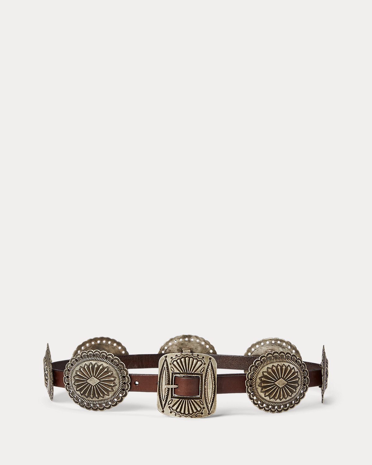 Metal-Accent Leather Belt