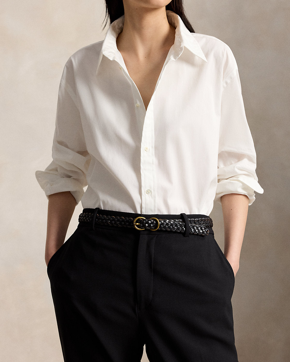 Braided Vachetta Leather Skinny Belt