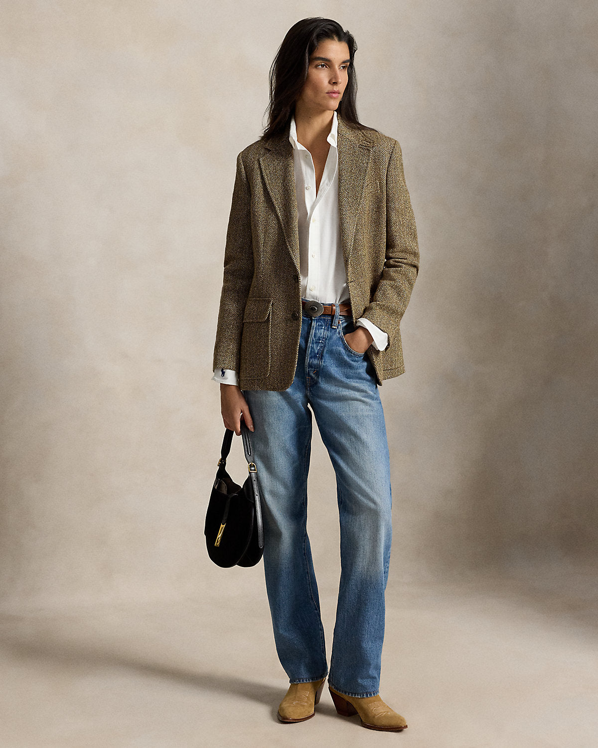 Single-Breasted Herringbone Blazer