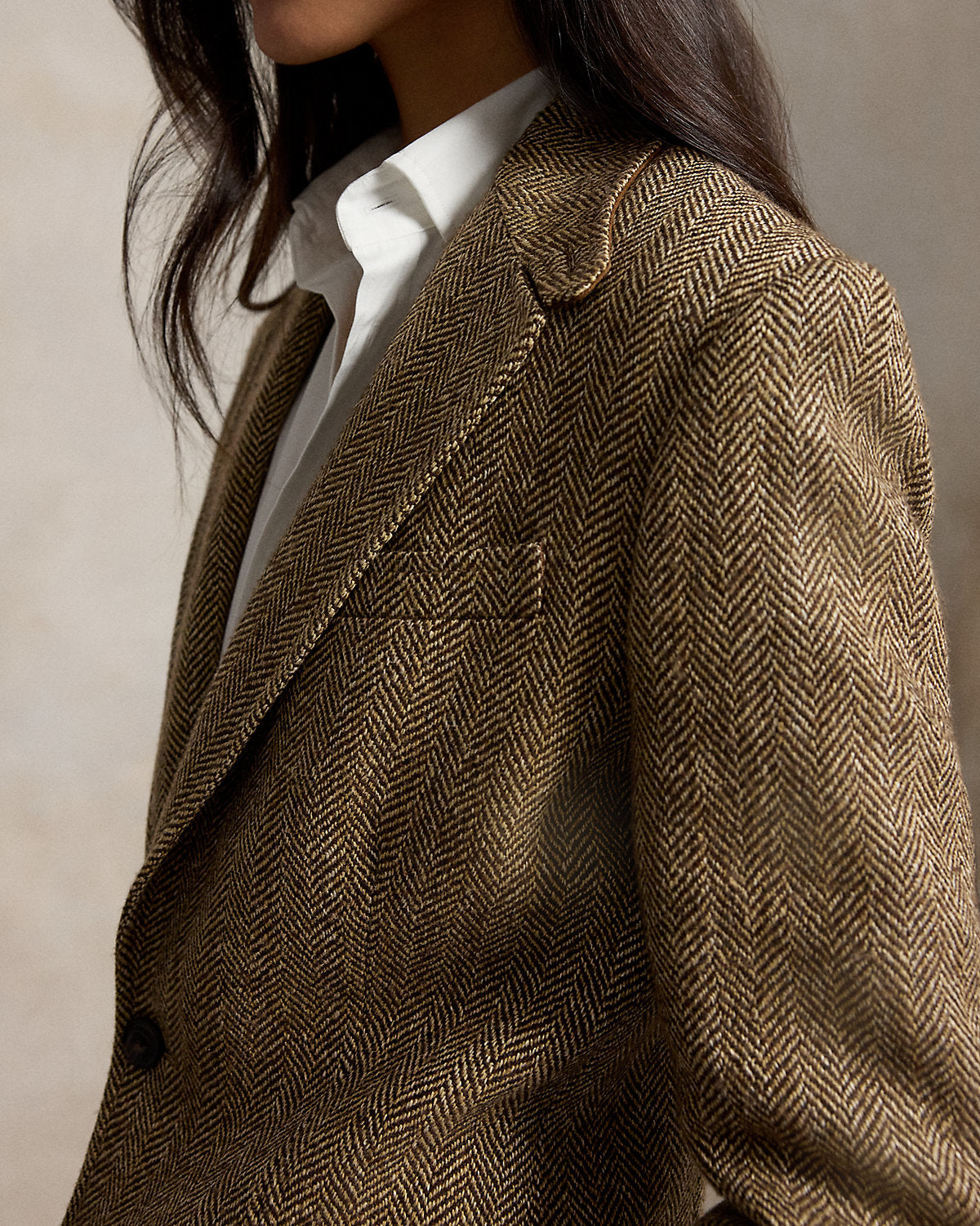 Single-Breasted Herringbone Blazer