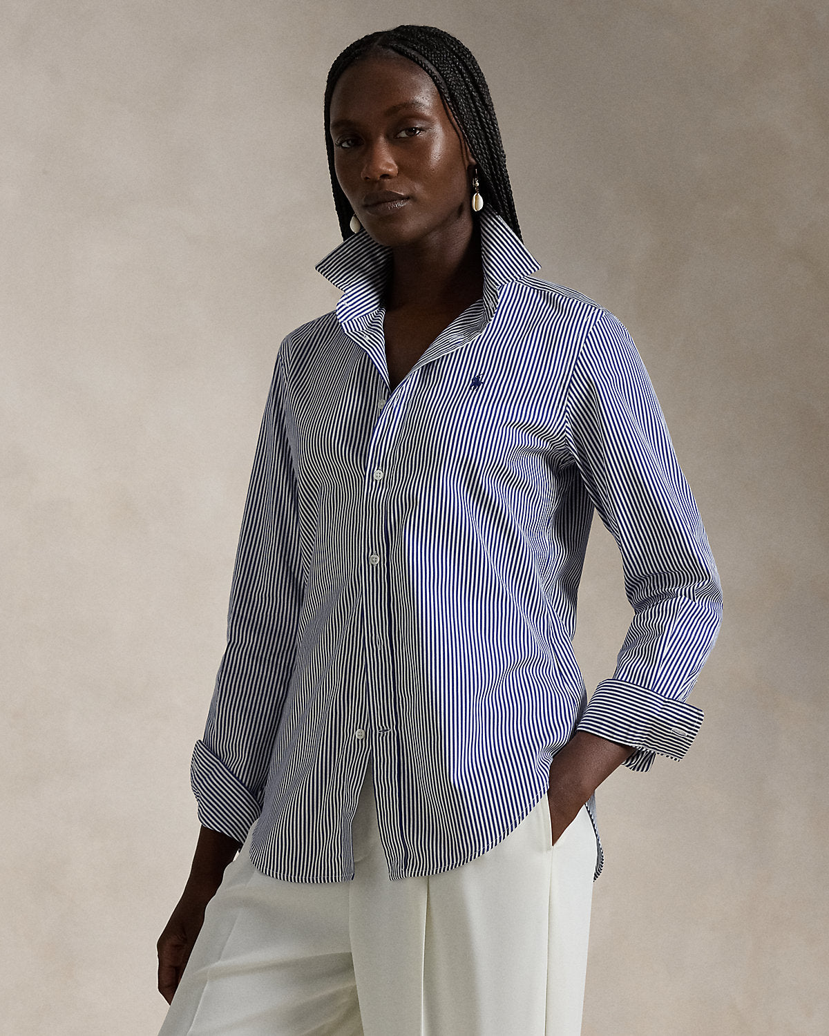 Slim Fit Striped Cotton Shirt