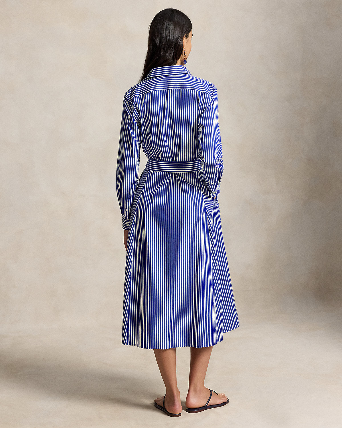 Belted Striped Cotton Shirtdress