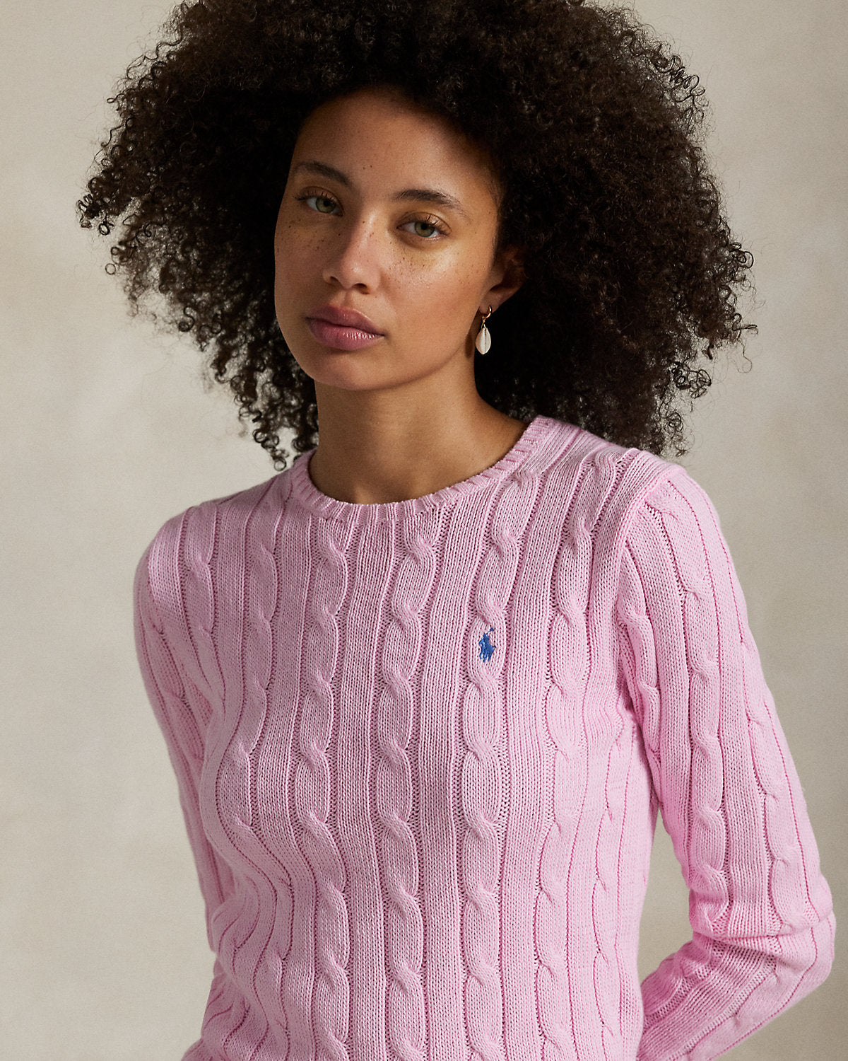 Cable-Knit Cotton Crewneck Sweater