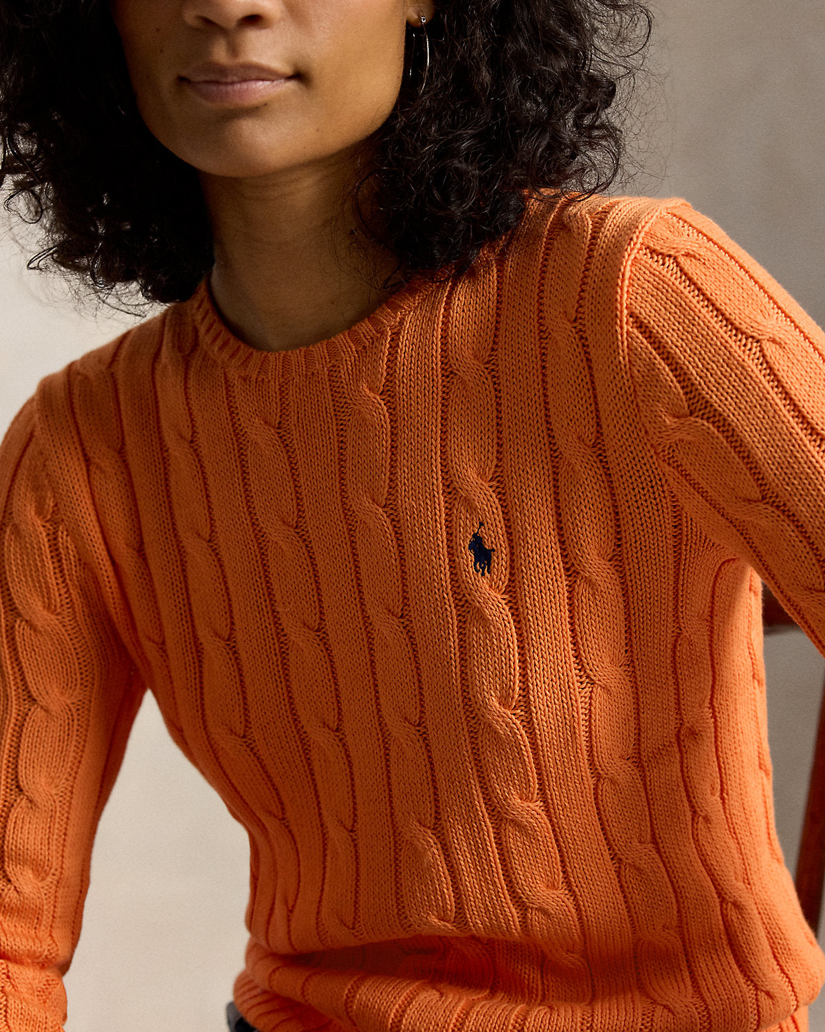 Cable-Knit Cotton Crewneck Sweater