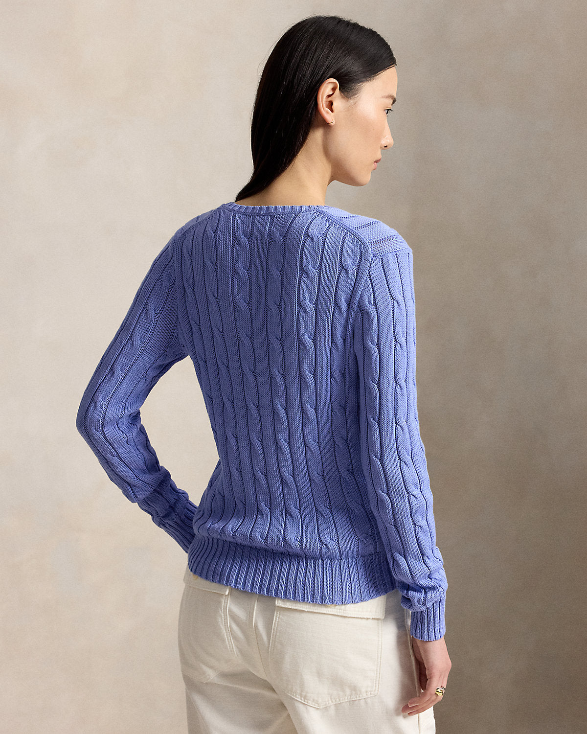 Cable-Knit Cotton V-Neck Sweater
