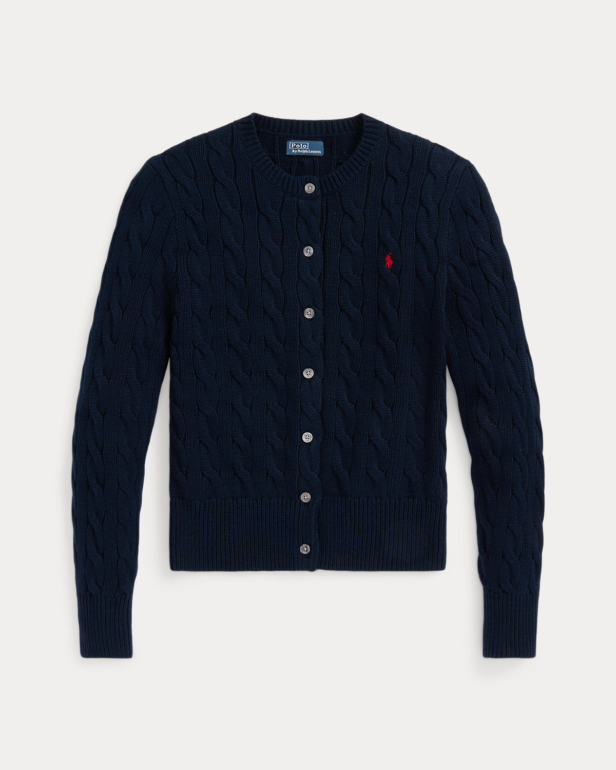 Cable-Knit Cotton Crewneck Cardigan