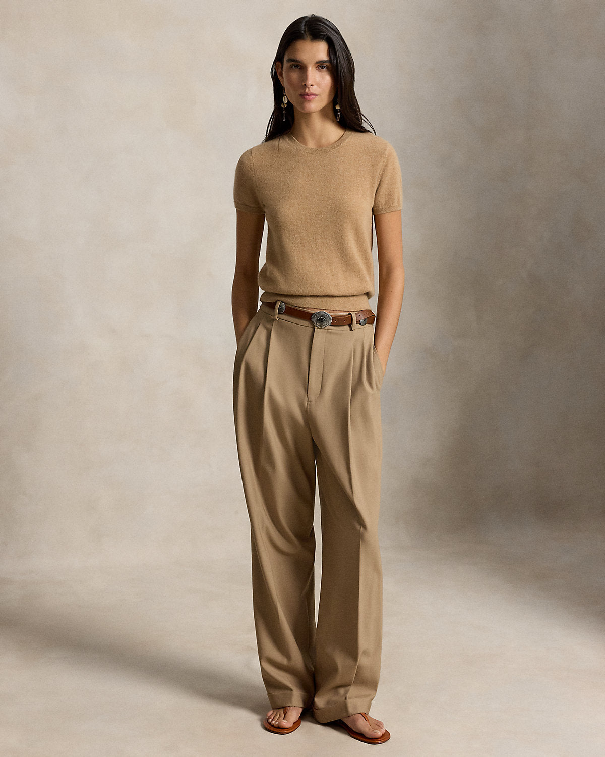 Cashmere Short-Sleeve Crewneck Sweater