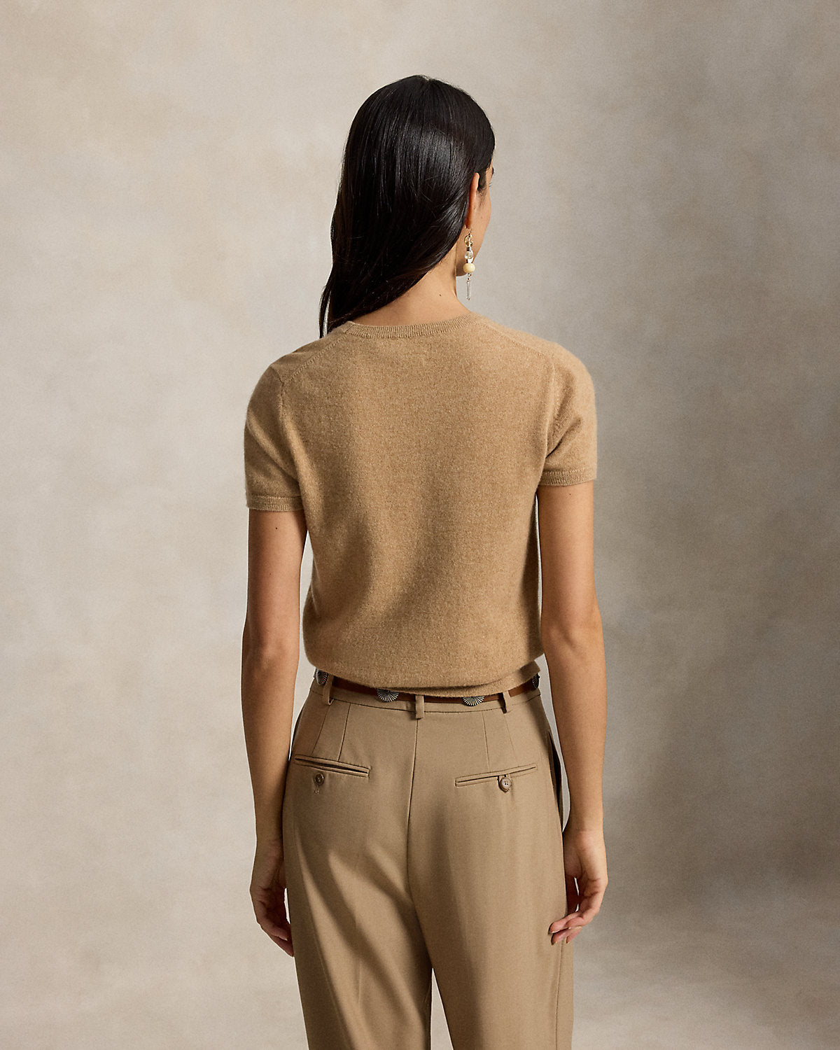 Cashmere Short-Sleeve Crewneck Sweater