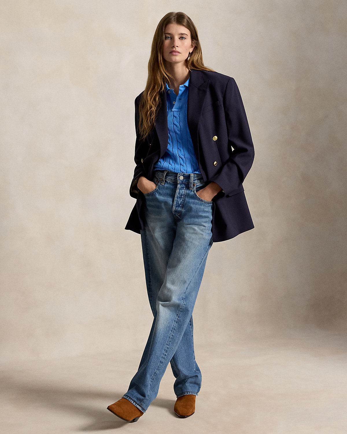 Double-Breasted Wool-Blend Blazer