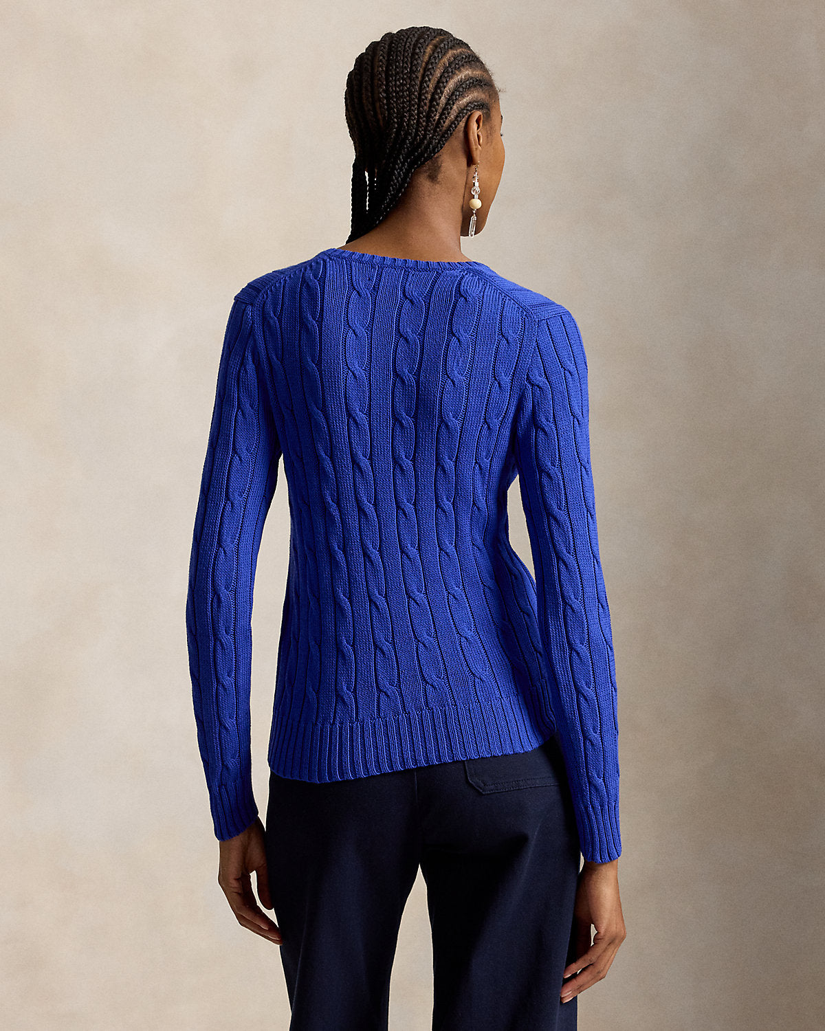 Cable-Knit Cotton V-Neck Sweater