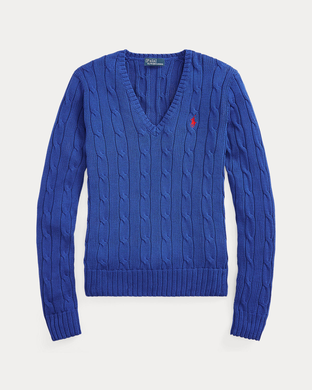 Cable-Knit Cotton V-Neck Sweater