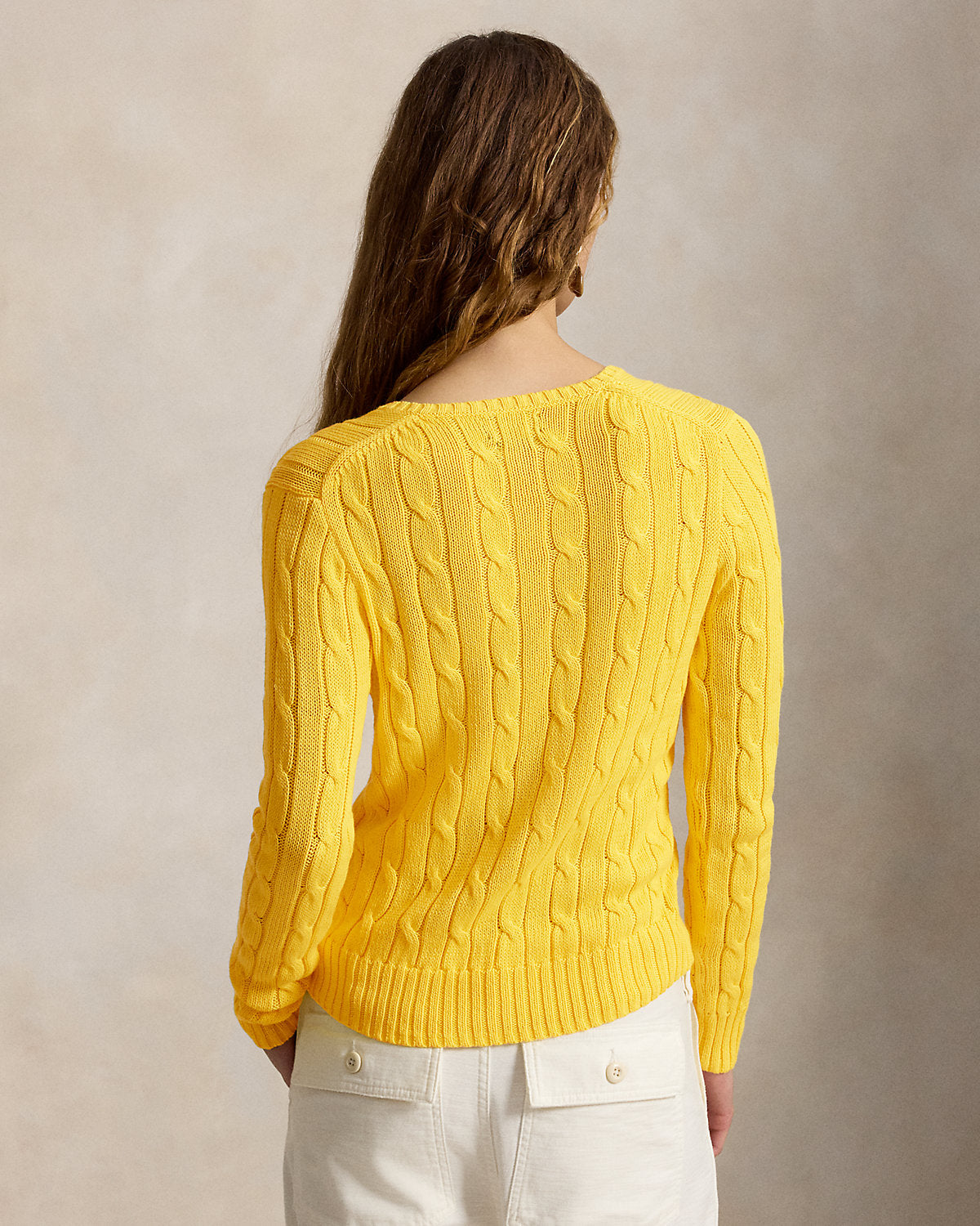 Cable-Knit Cotton V-Neck Sweater