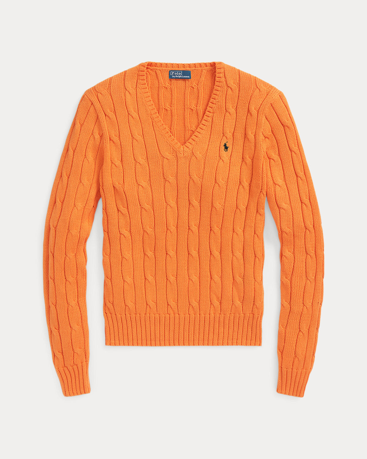 Cable-Knit Cotton V-Neck Sweater
