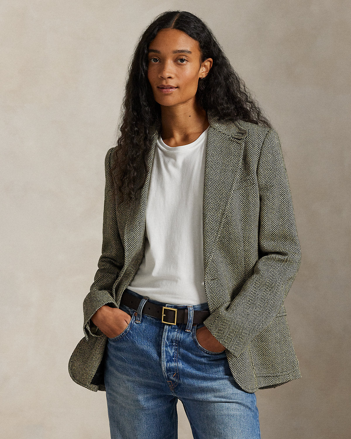 Single-Breasted Herringbone Blazer