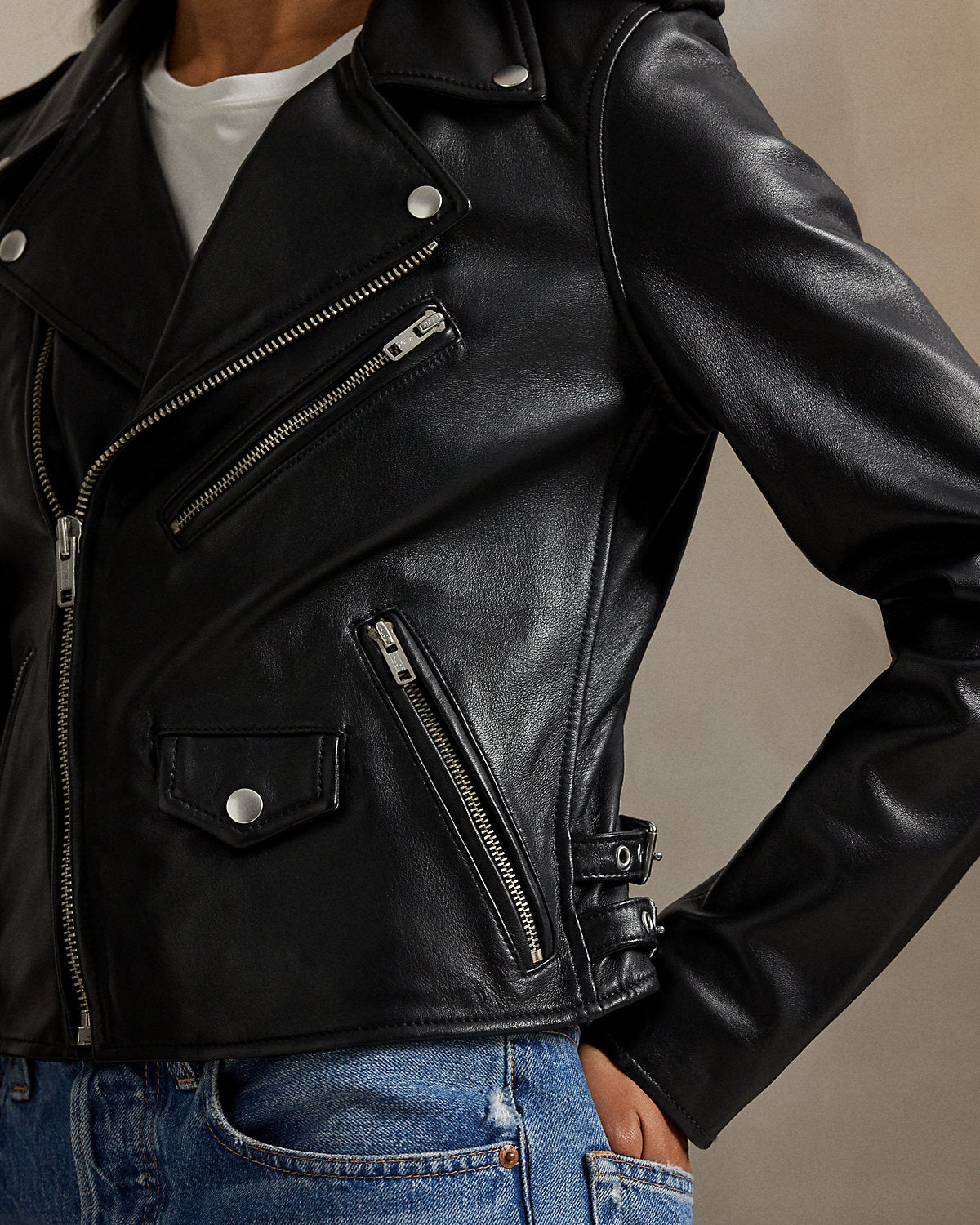 Sheepskin Leather Moto Jacket