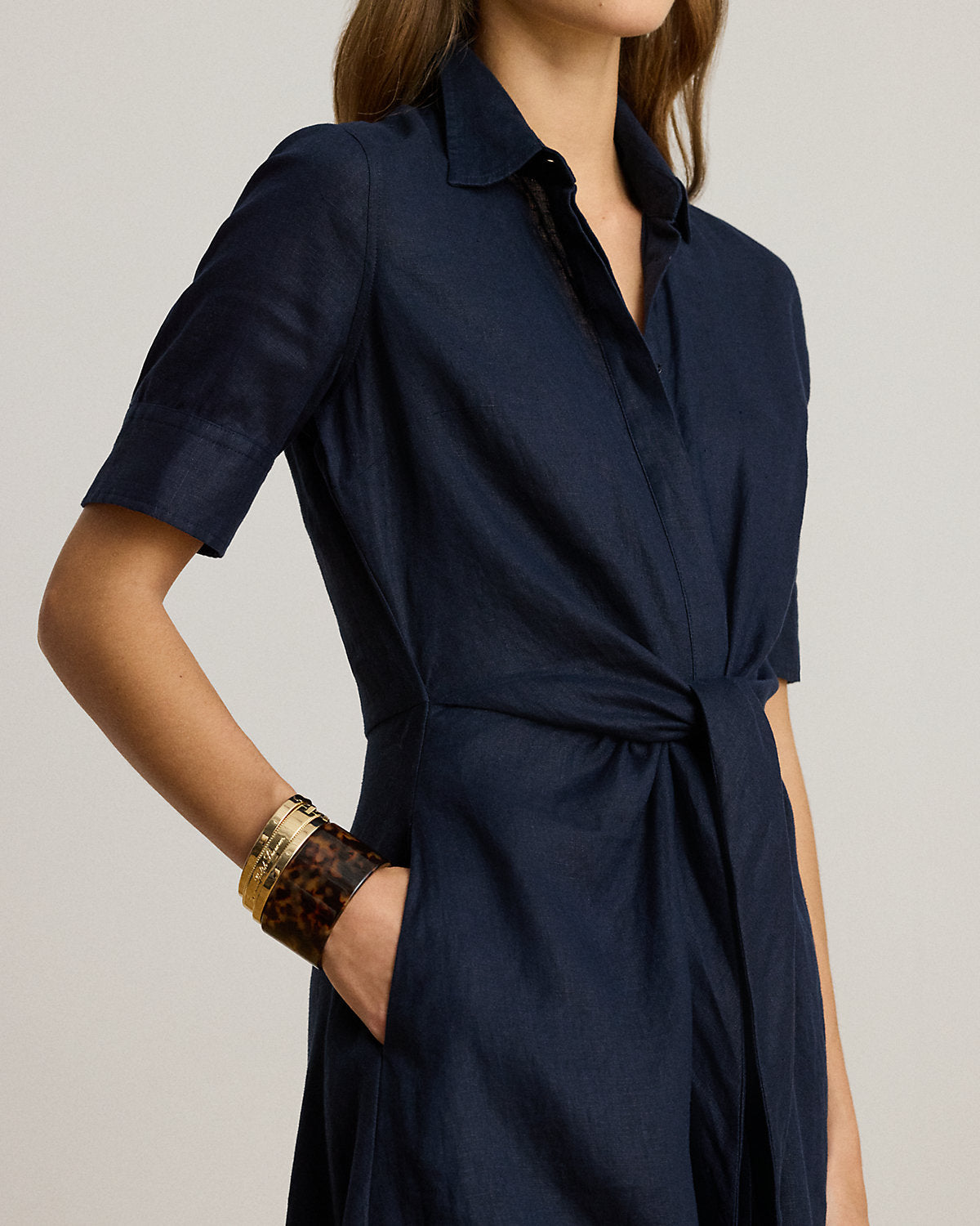 Tie-Front Linen Shirtdress