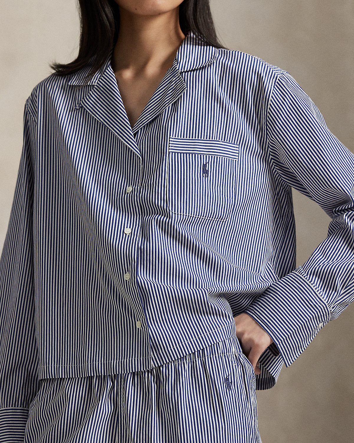 Long-Sleeve Poplin Pajama Set