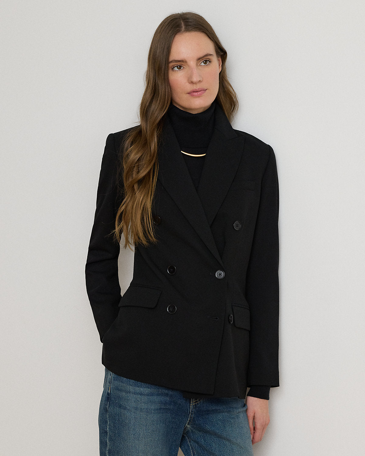 Double-Breasted Wool Crepe Blazer