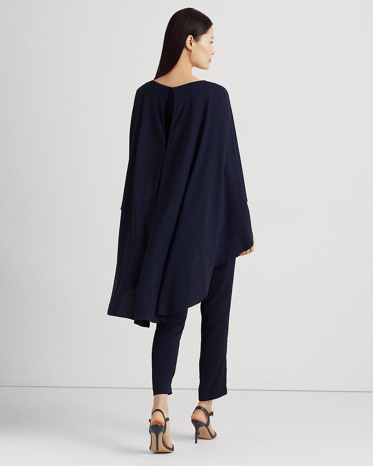Belted Cape Georgette Jumpsuit