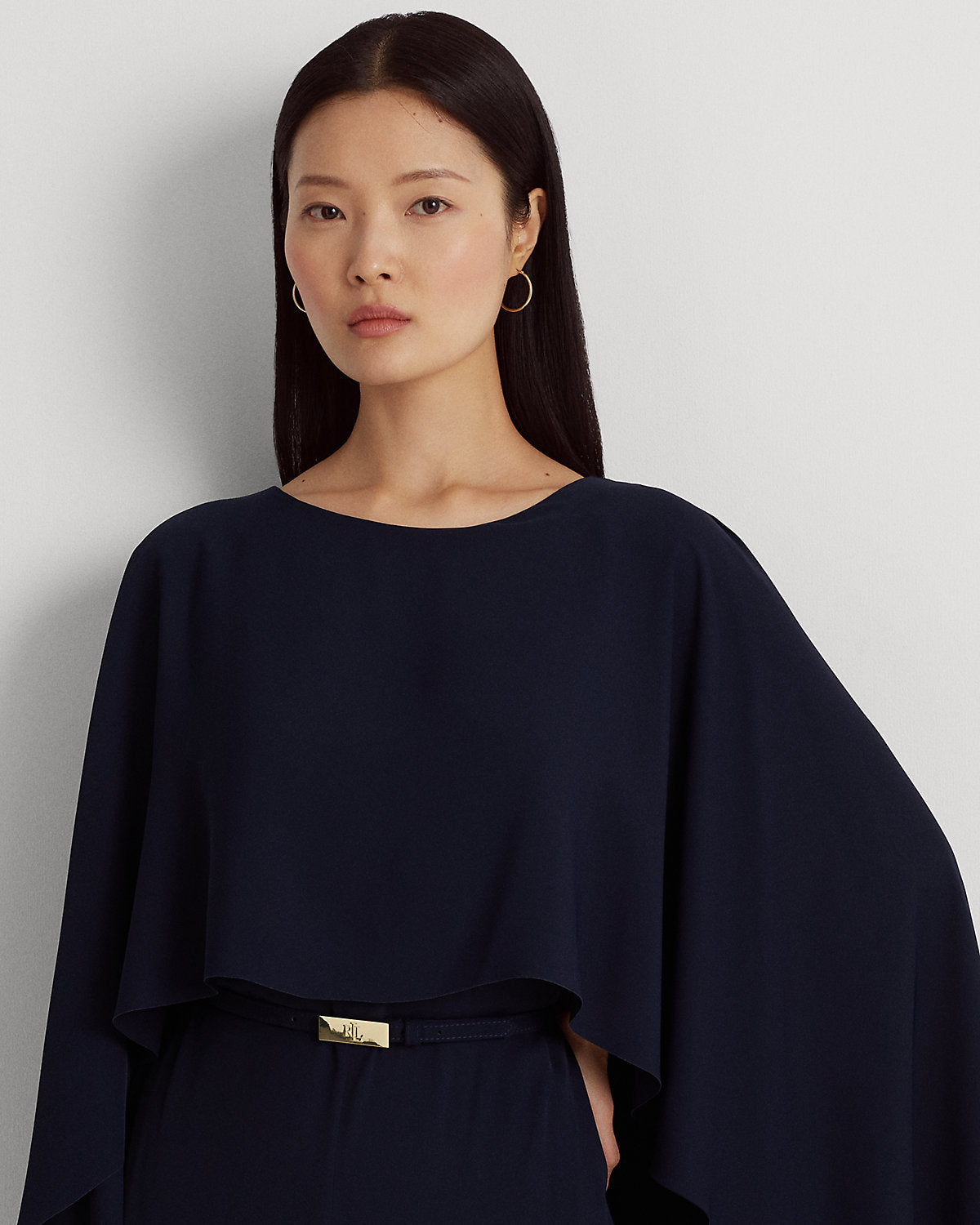 Belted Cape Georgette Jumpsuit
