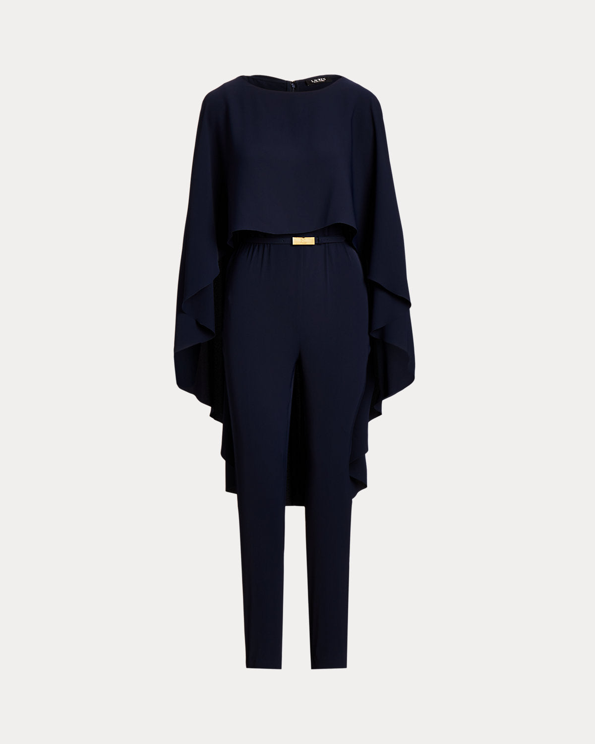 Belted Cape Georgette Jumpsuit