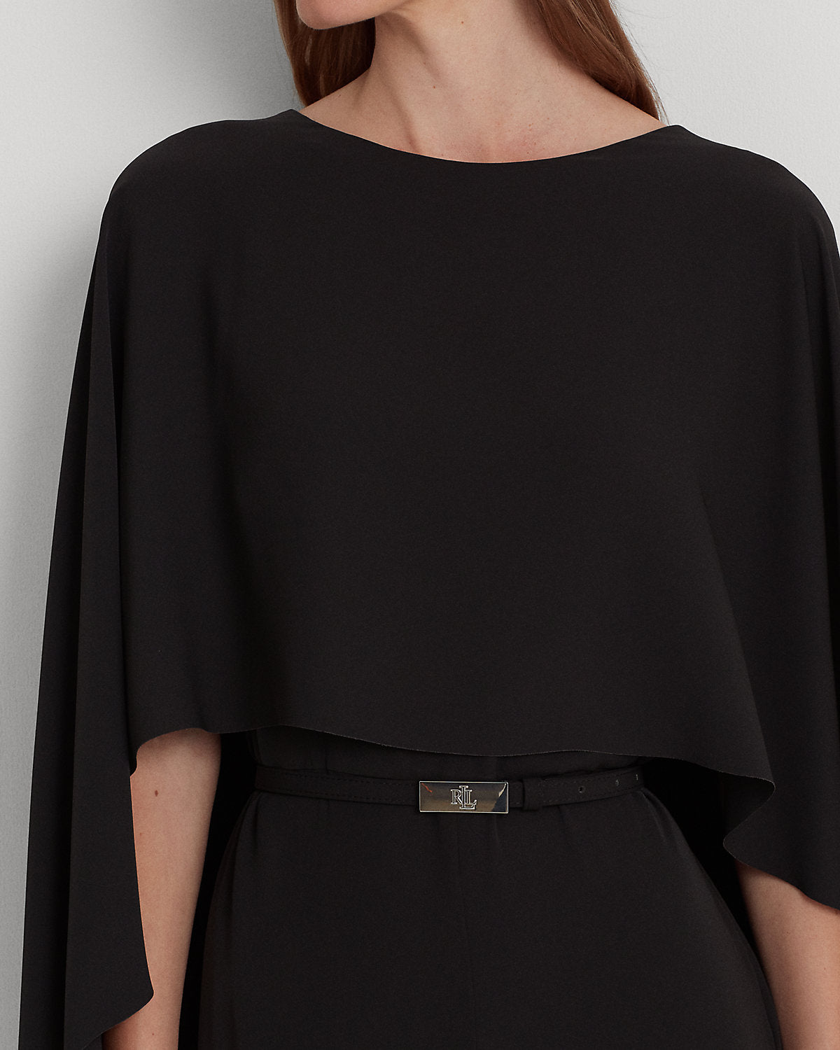 Belted Cape Georgette Jumpsuit