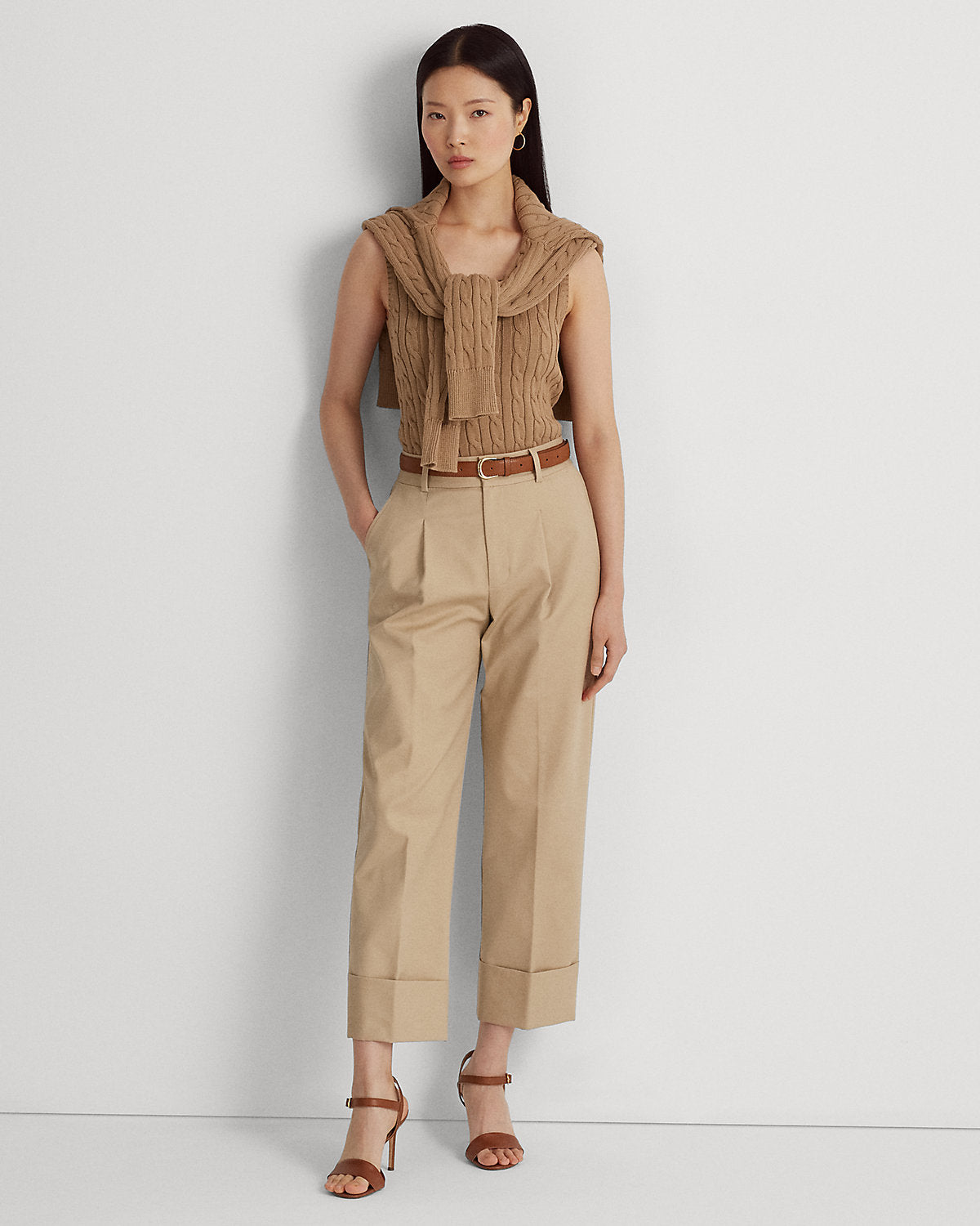Cable-Knit Sleeveless Sweater