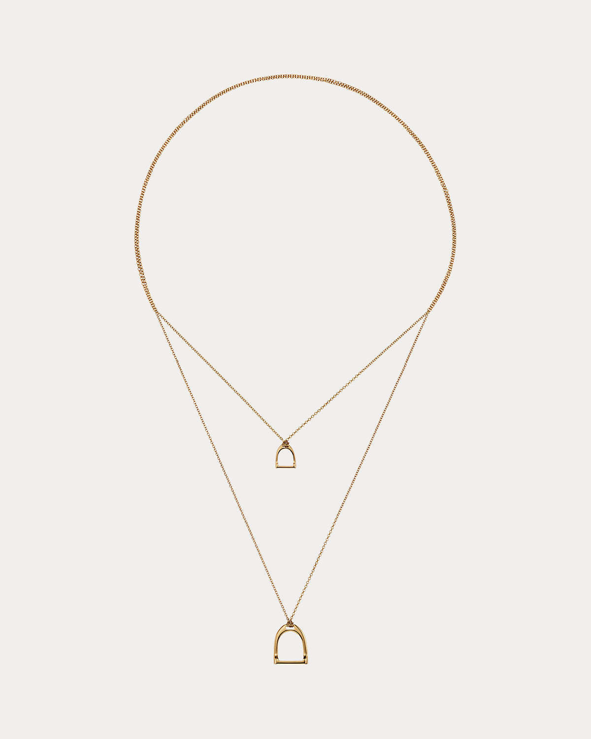 Rose Gold Double-Stirrup Lariat Necklace
