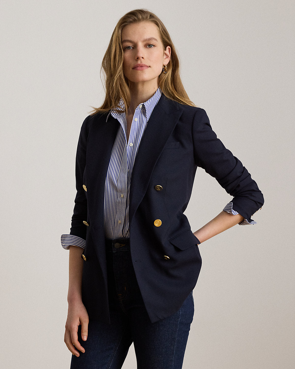 Double-Breasted Wool Crepe Blazer