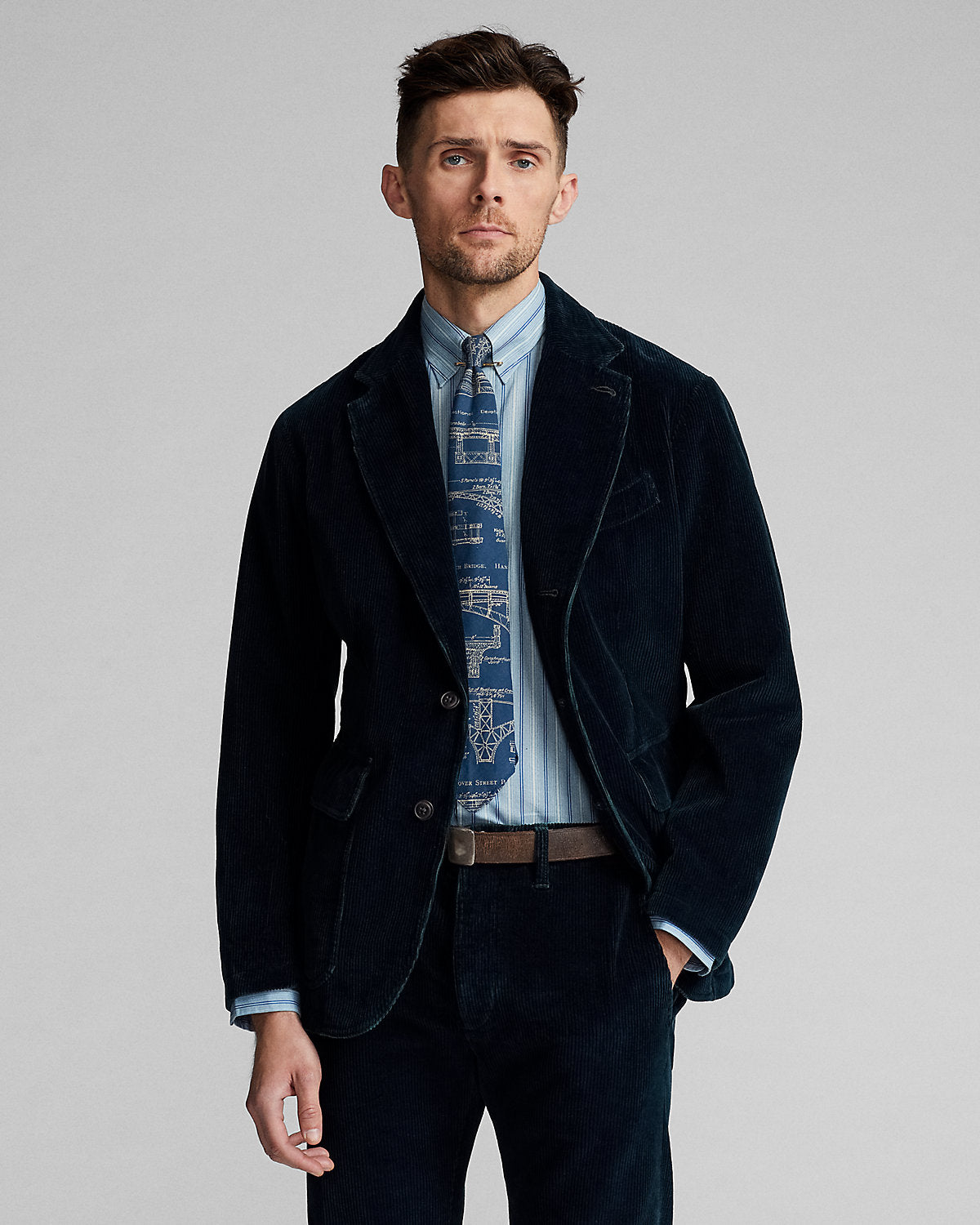 Unconstructed Indigo Corduroy Sport Coat
