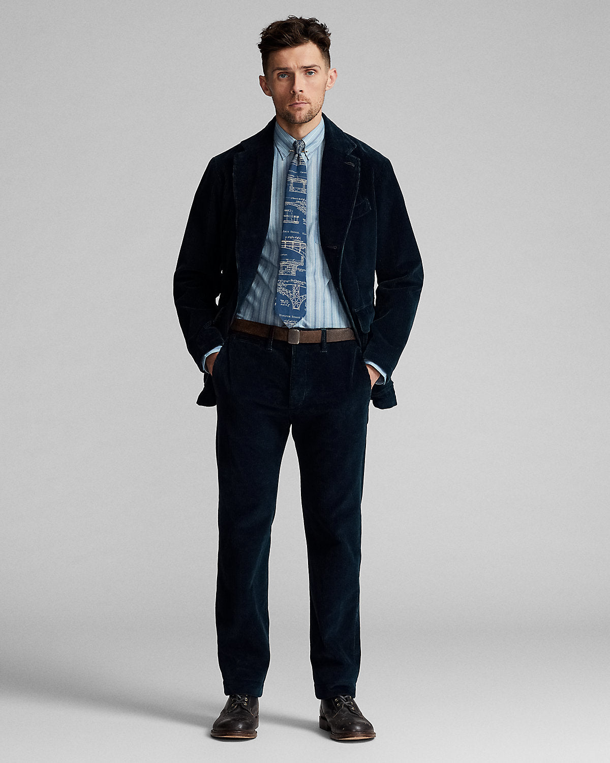 Unconstructed Indigo Corduroy Sport Coat