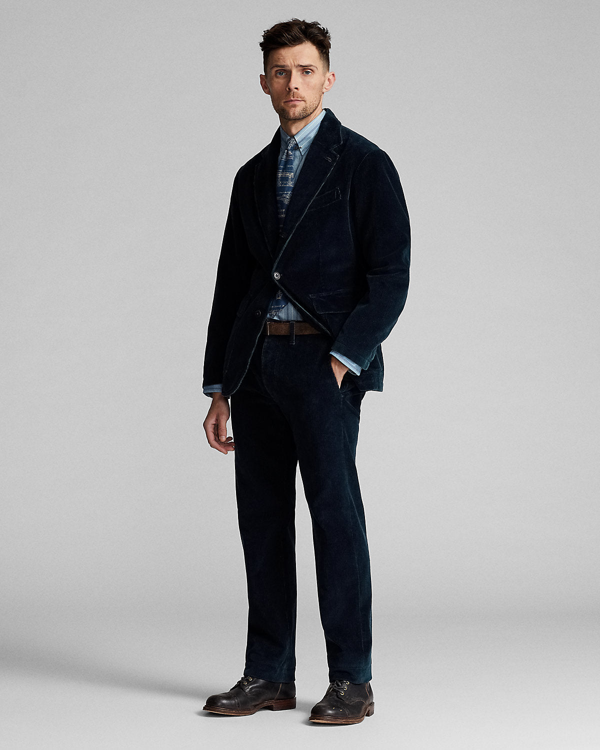 Unconstructed Indigo Corduroy Sport Coat
