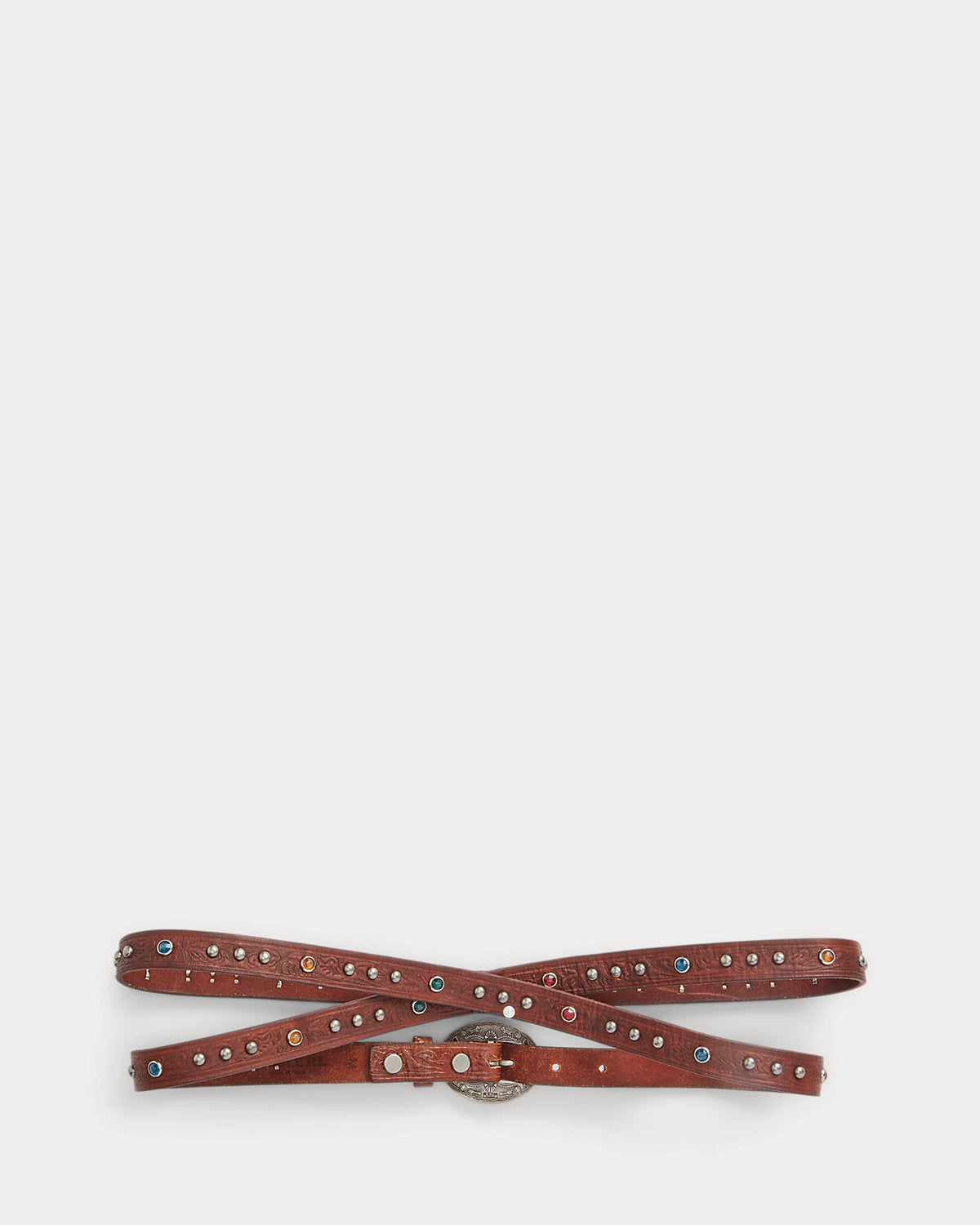 Tooled Leather Double-Wrap Belt
